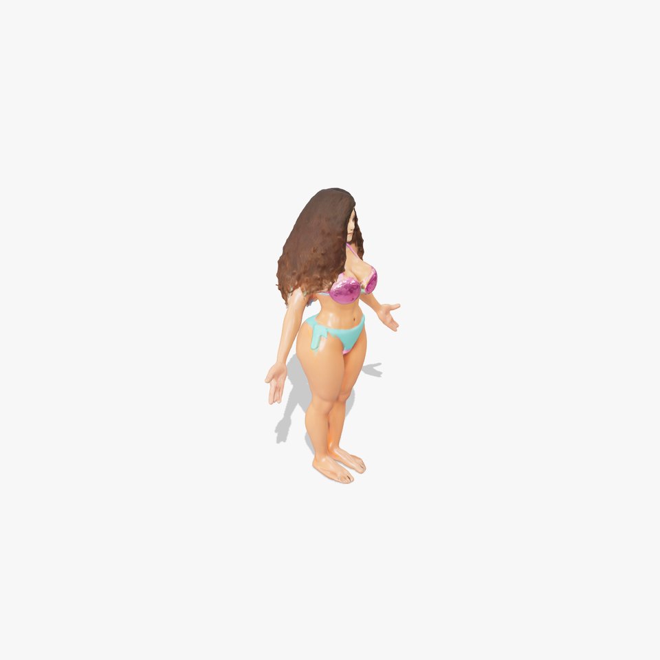 Beachwear Female D Character Rigged and Animated